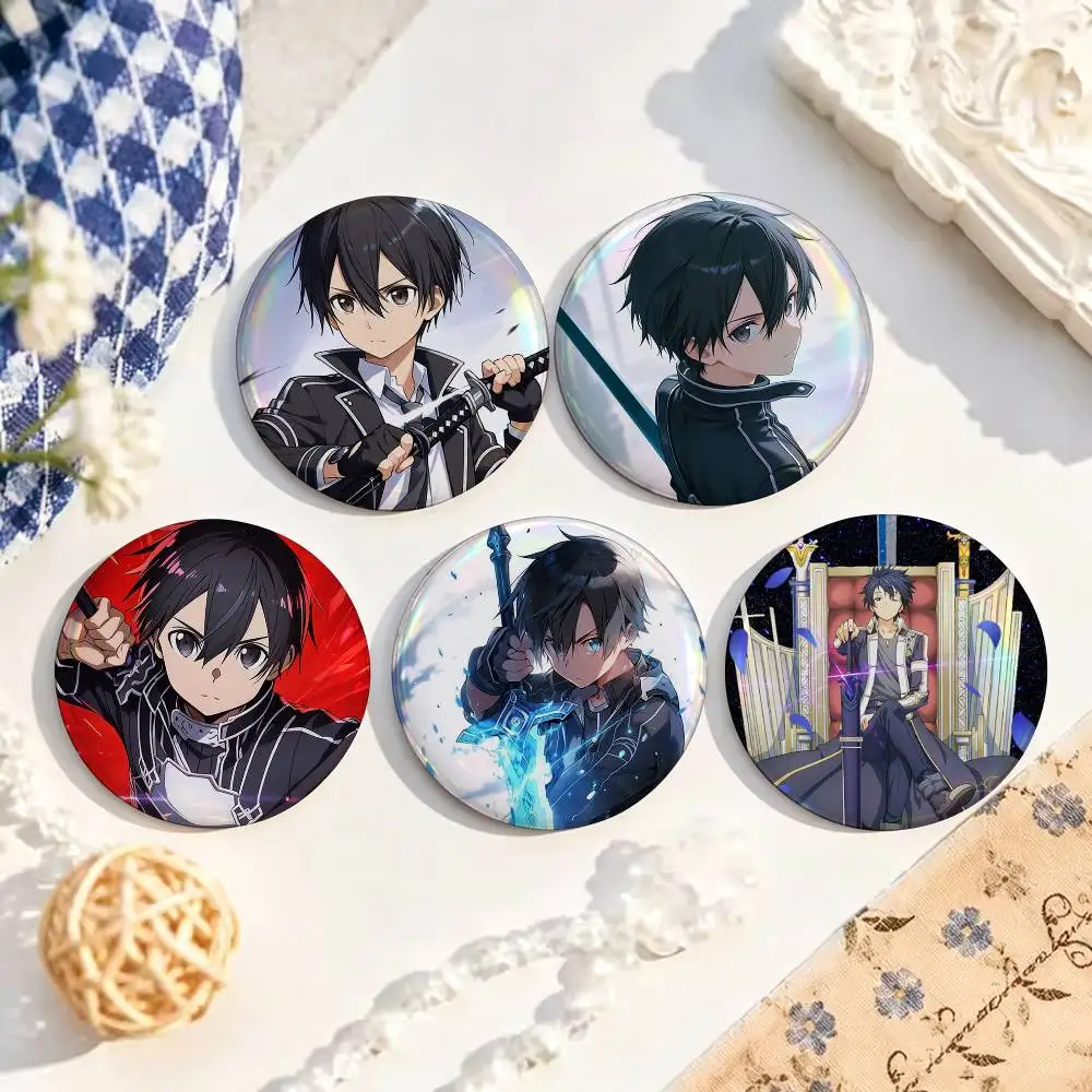 Kirito Kazuto Sword Art Online  25mm 32mm 44mm 58mm Anime Badges Brooches DIY Pins Decorations Birthday Gifts