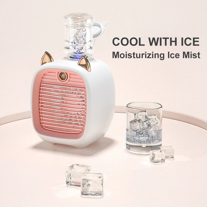 Портативный мини-кондиционер 2400 мАч Настольный вентилятор увлажнитель очиститель домашний Кемпинг путешествия USB Перезаряжаемый 3 скорост...