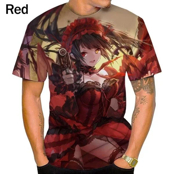 2023 New Anime DATE A LIVE Kurumi Tokisaki 3d Print Unisex T-Shirt Casual Harajuku Short Sleeved Man Clothing