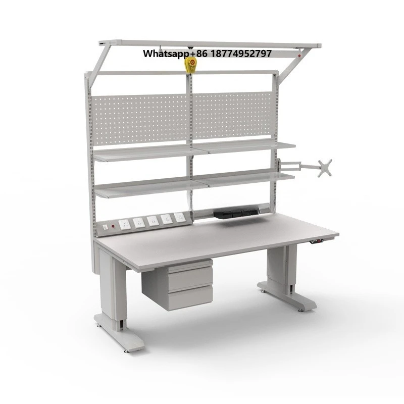 120kg Anti-Static Steel Electric Lift Workbench Multi-Function Woodworking Bench for Warehouse Lab Packing Station Customizable