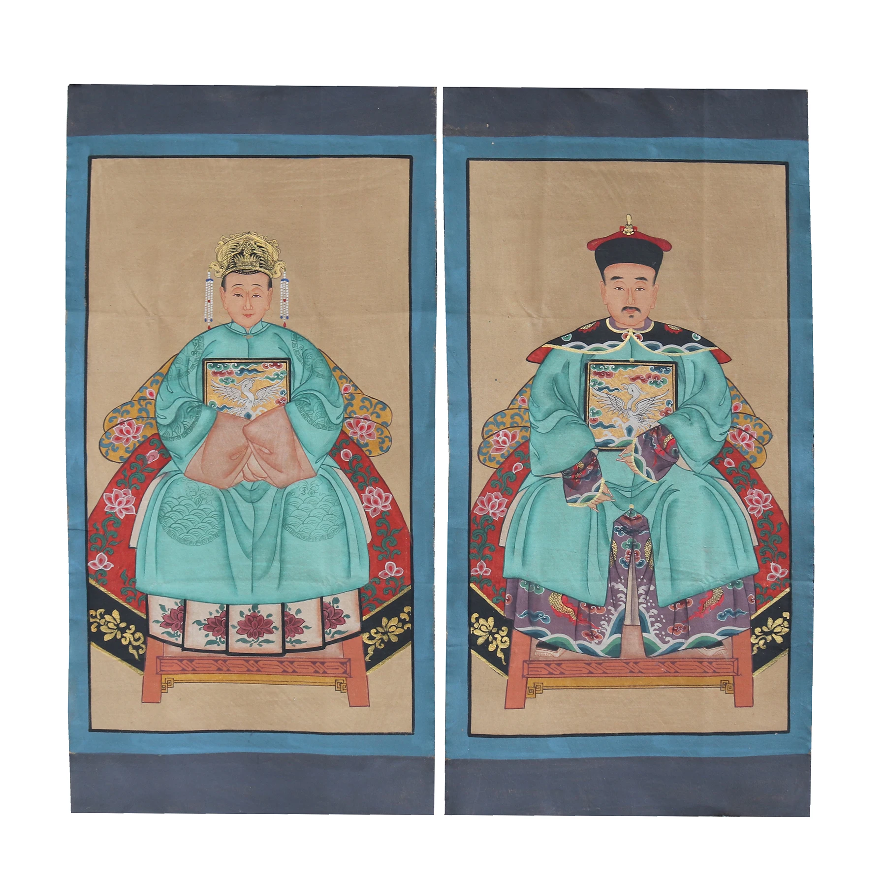 

hand painted ancestor paintings on canvas fabric, wall decoration