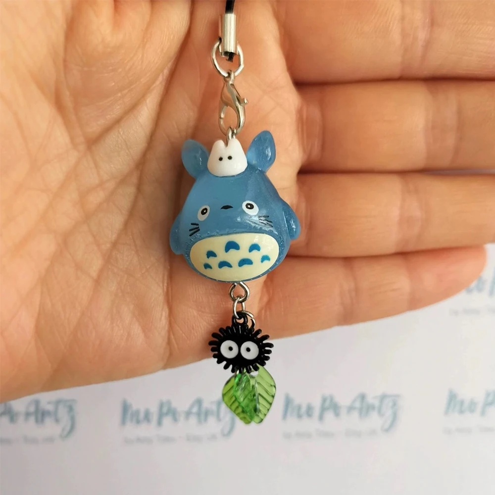 

Ручной работы синий Тоторо кошка телефон подвеска-цепочка черная сажа спрайт лист подвеска брелок для рюкзака кулон аниме аксессуар для косплея