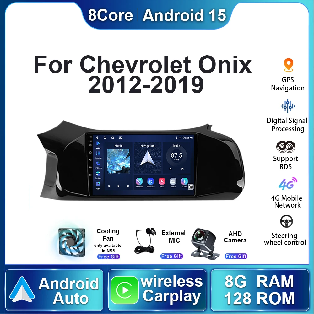 

5G беспроводной автомобильный радиоприемник Carplay для Chevrolet Onix 2012-2019 Android 15, авторадиосистема, стерео GPS-навигация, мультимедийный плеер