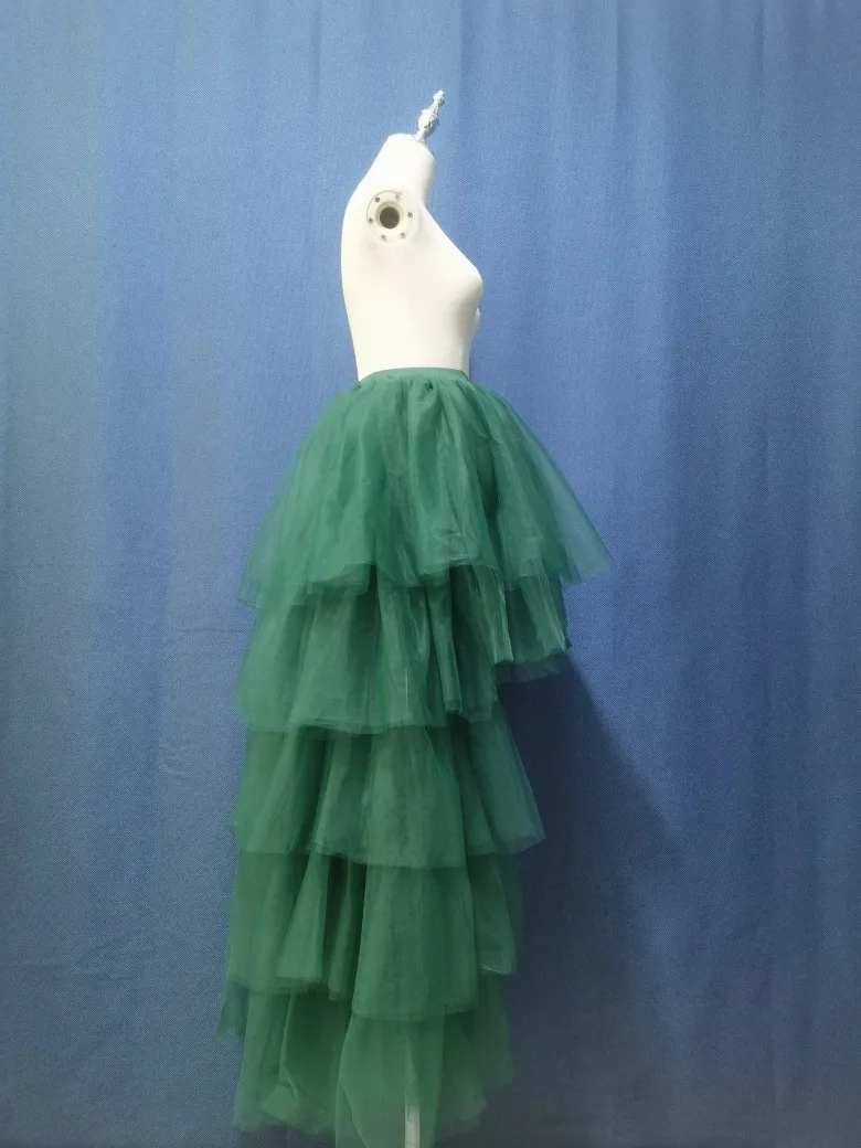 Chic Black Puffy Hi Low Tutu Party Skirt High Low Tulle Skirt Layered Women Long Skirt for Prom Custom Made petticoat image 4