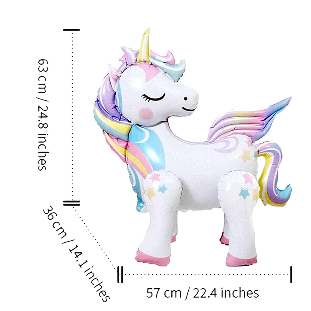 4d selbst stehende Einhorn folien ballons für Kinder Mädchen Regenbogen Einhorn Geburtstags feier Dekorationen liefert Baby party Spielzeug Geschenke – Detail 7