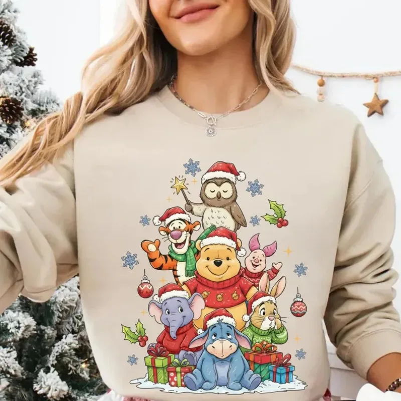 

Women's Disney Winnie The Pooh Piglet Christmas Tree Cotton Hoodies Sweatshirt Pullover Casual Autumn Winter Cozy Fleece Coats