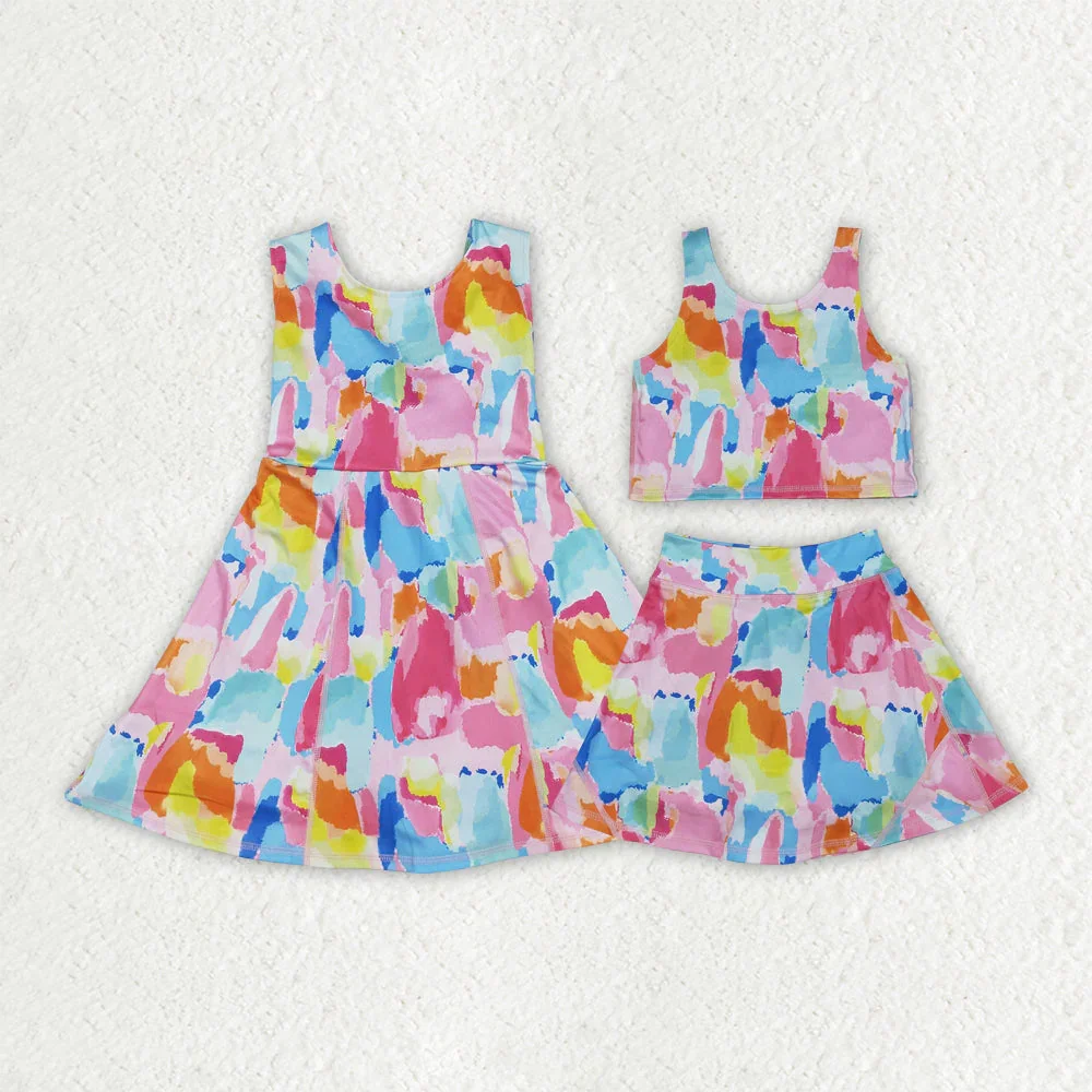 

Toddler Sleeveless Yoga Active Wear Skort Knee Length Dresses Girl Summer Dress