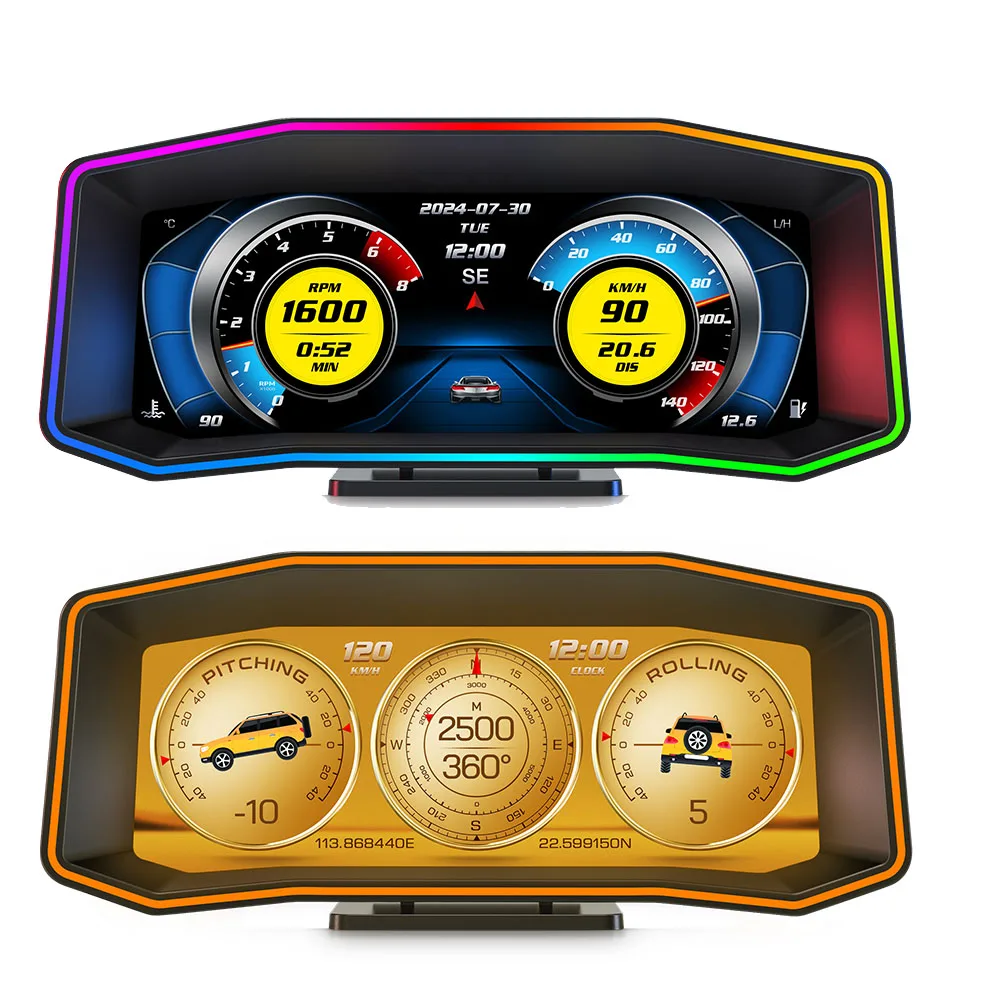 P4 Car Head Up Display OBD+GPS HUD Digital Speedometer Compass Slope Meter Altitude Accelerometer Turbine Meter with Alarm