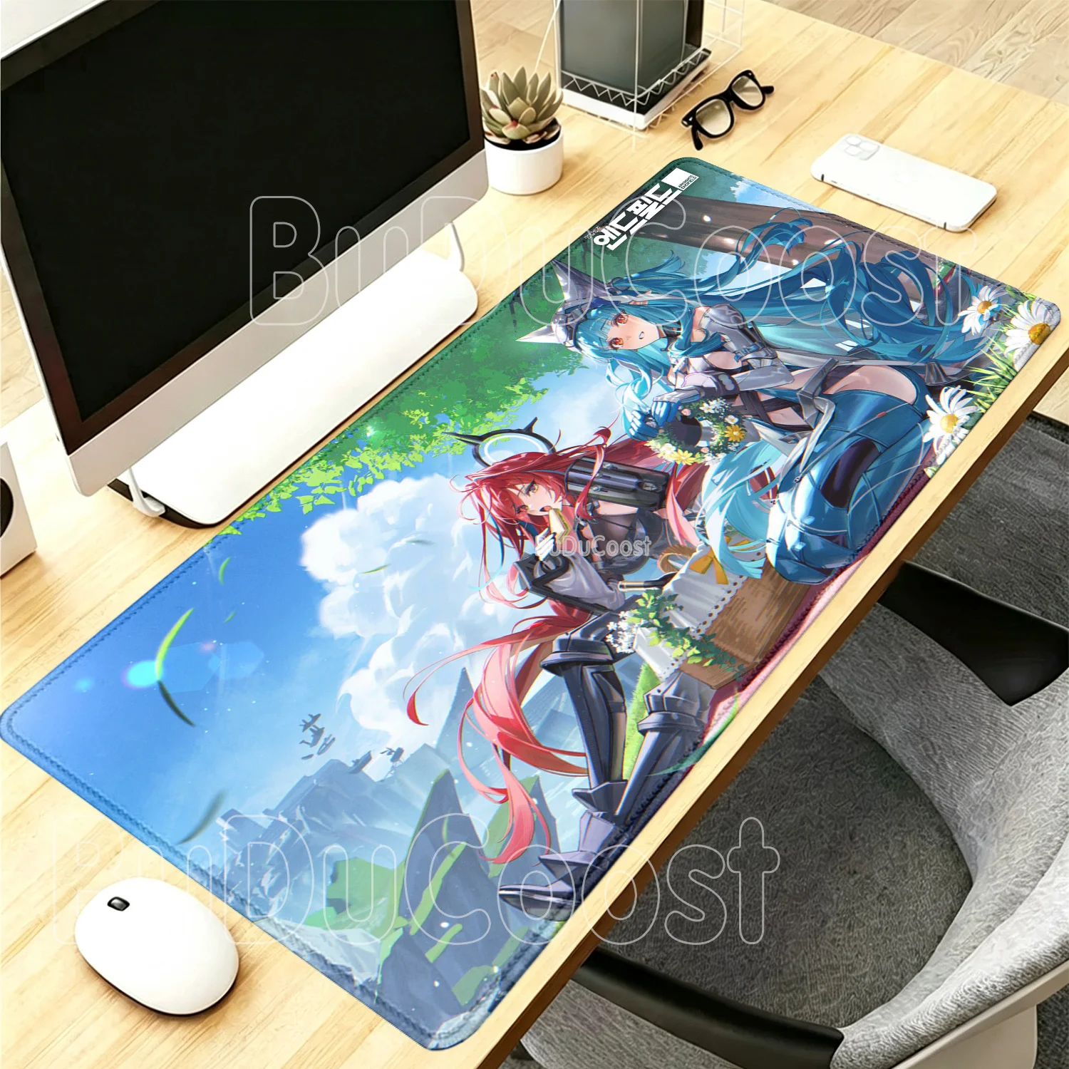 Anime Girl Rossi Yvonne Arknights Endfield Gaming Mouse Pad Rubber Non-slip Base Mousepad Offices HD Printing 400x900mm Desk Mat
