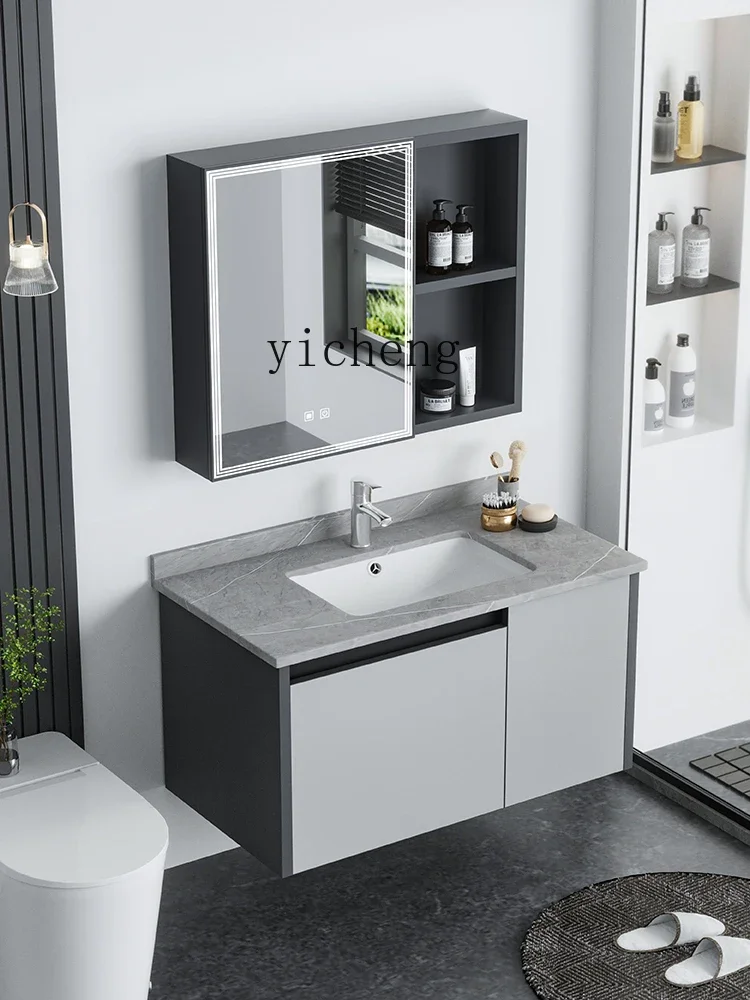 

Honeycomb Aluminum Alloy Bathroom Cabinet Combination Bathroom Ceramic Integrated Face Washing Wash Basin
