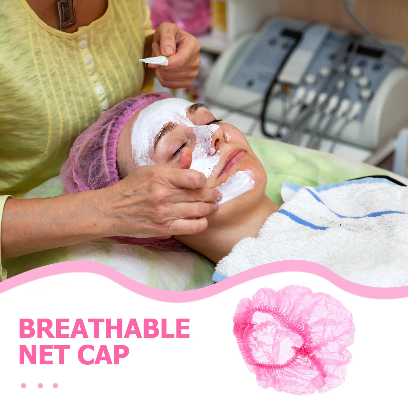 100Pcs Disposable Mesh Hairnets Non-Woven Breathable Head Covers for Hair Containment in Food Service Manufacturing Cleanroom