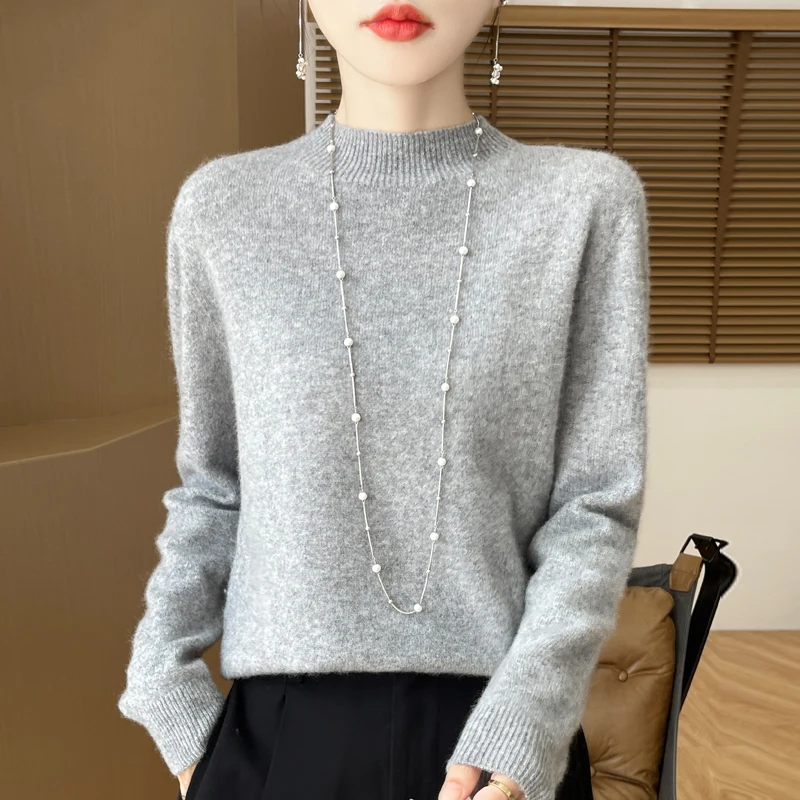 LDZWSM Merino Wool Sweater Women Knitted Sweater Turtleneck Long Sleeve Pullovers Autumn Winter Clothing Warm Jumper Tops