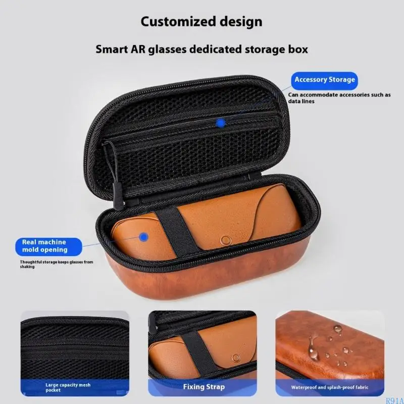 R91A Reinforced Water Resistant Storage Case with Double Zipper Closures for XREAL