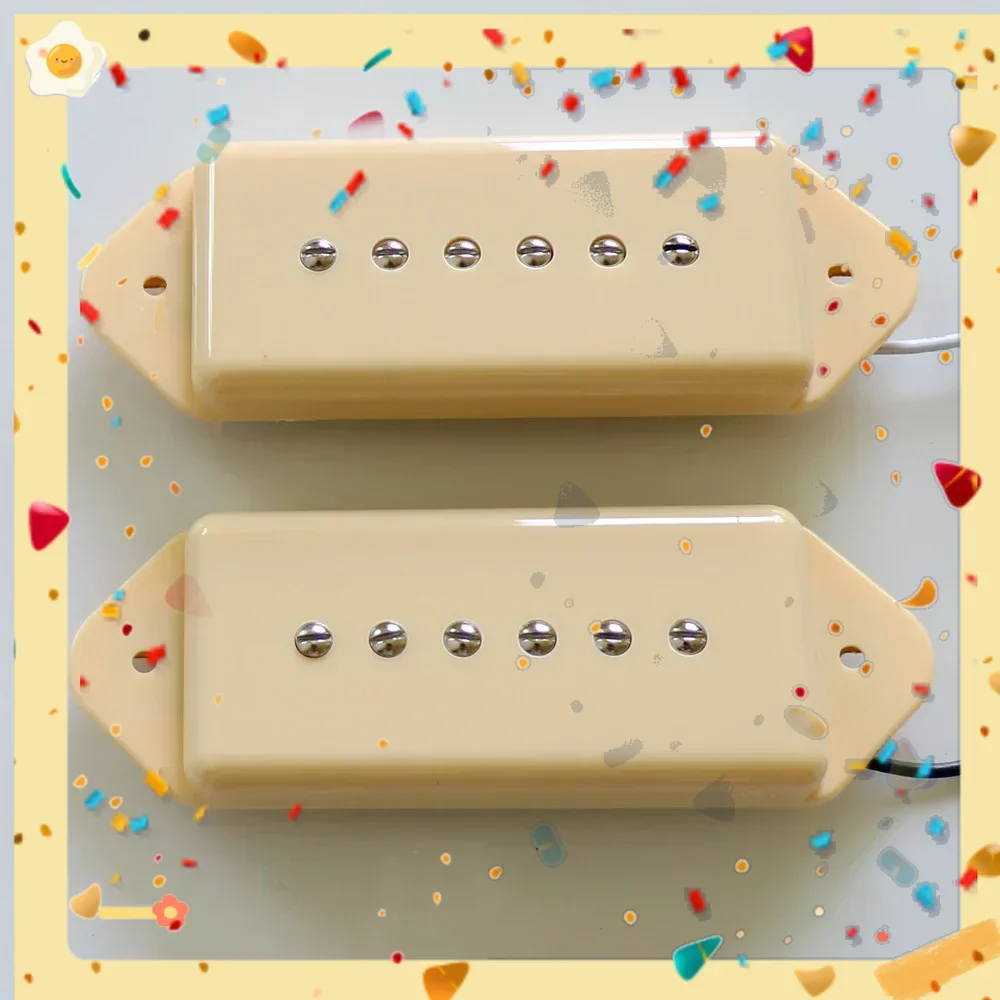 

P90 Гитарные звукосниматели с собачьими ушками, черные детали цвета слоновой кости для электрогитары