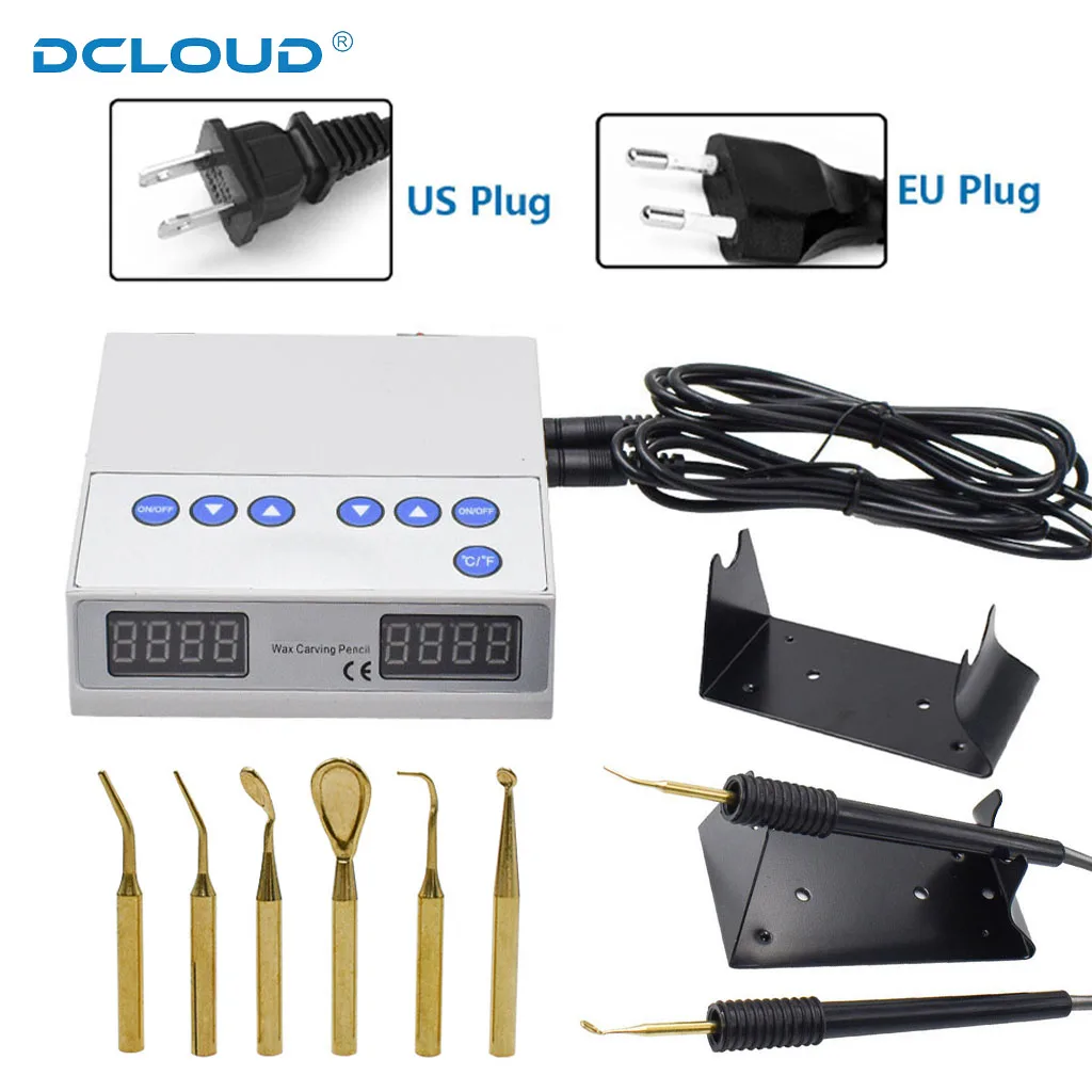 

1Set Dental Lab Electric Waxer Kit Double Carving Pen Digital Temp Control 6 Pcs Carving Wax Knife Tips Dentistry Lab Tools
