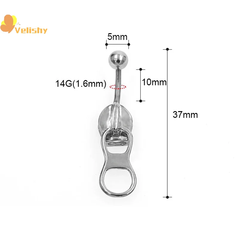 Anelli per ombelico punk Anello per ombelico con cerniera creativa per unghie per ombelico in acciaio inossidabile per regali di gioielli penetranti per il corpo delle ragazze delle donne