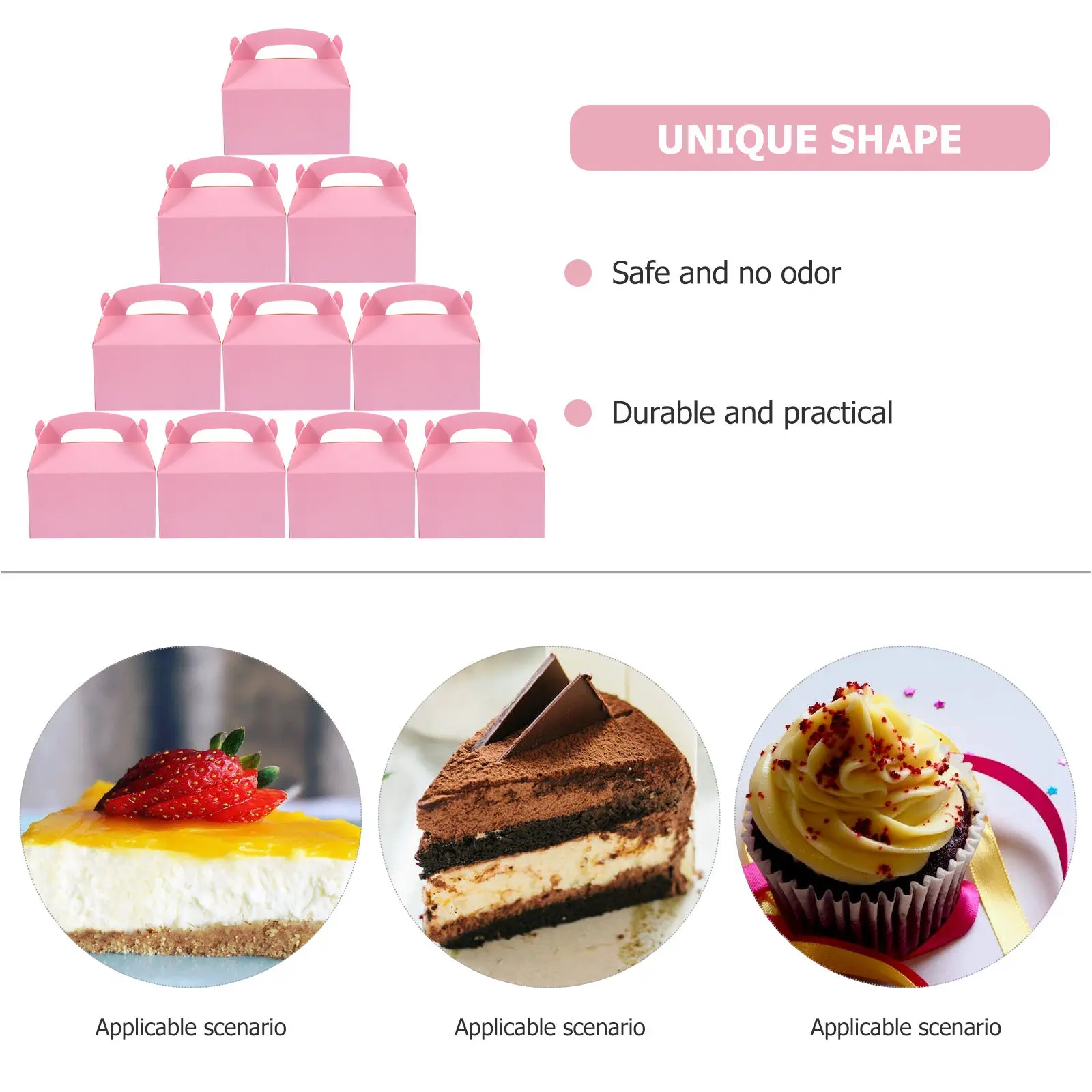 10Pcs Cake Box Premium Gable Dessert Boxes for Bakery Pastry Cupcake Cookies Packaging Party Treats Gift Gable Boxes