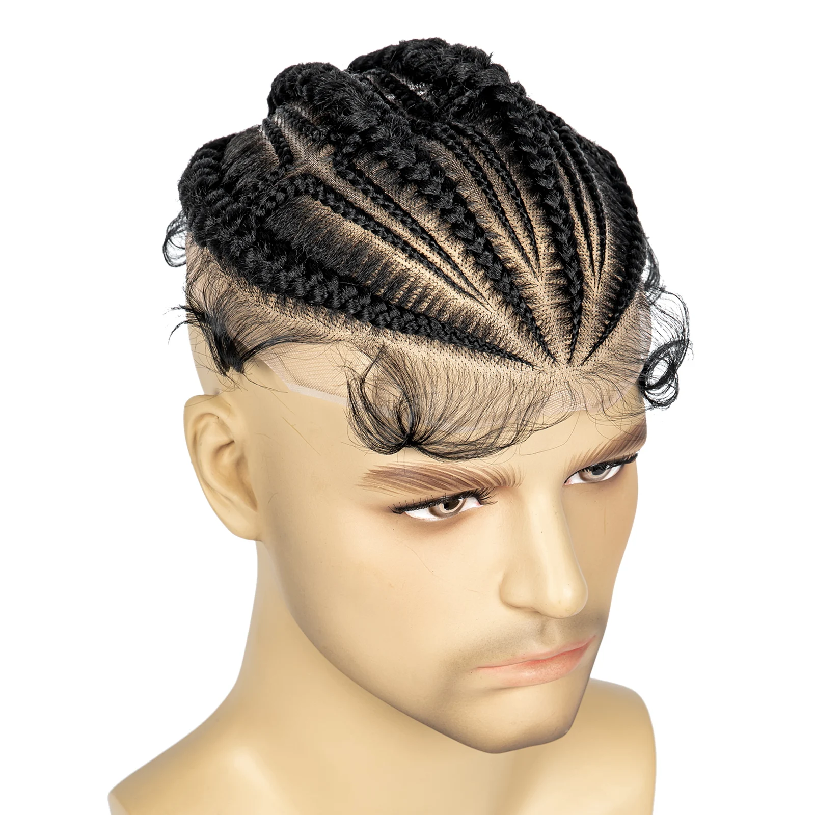 

Men Toupee Hair Synthetic Braids for Male HD Full Lace Cornrow Box Braided Synthetic Lace Front Hair for Africa Men Braids Wig