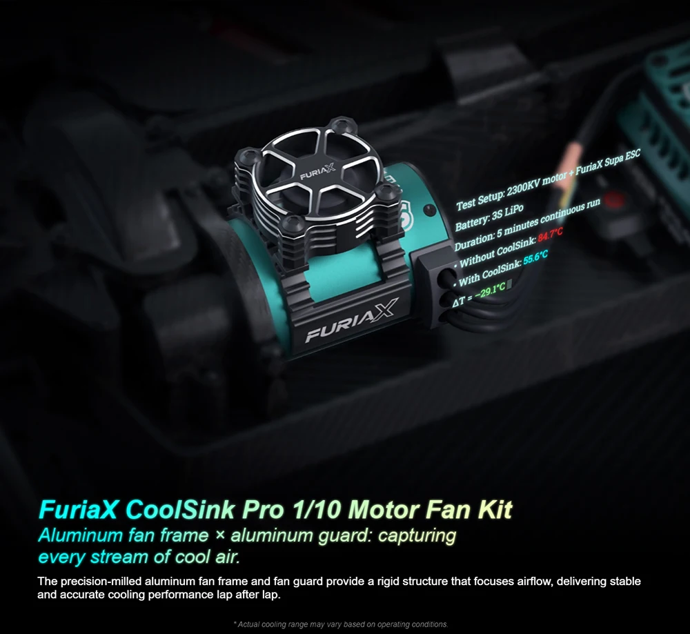 SKYRC Metall-Lüfter, 28000–30000 U/min, CNC-Aluminium, 8,4 V, FuriaX CoolSink Pro Lüfter-Set für 1/10 3650 Motoren, ferngesteuertes Auto – Detail 7