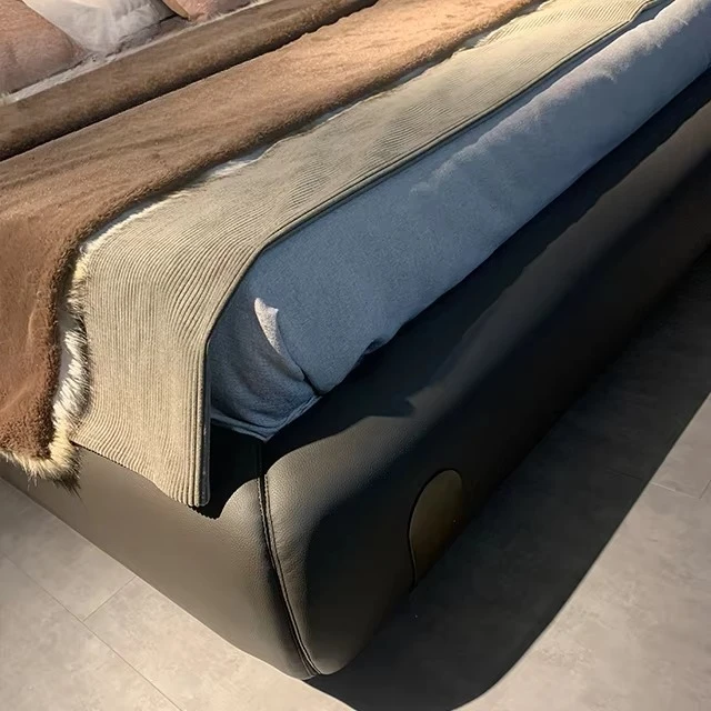 Cabecero de cuero de diseño moderno europeo de lujo, tamaño Queen, marco de cama tamaño King, camas para niños, juegos de dormitorio, muebles