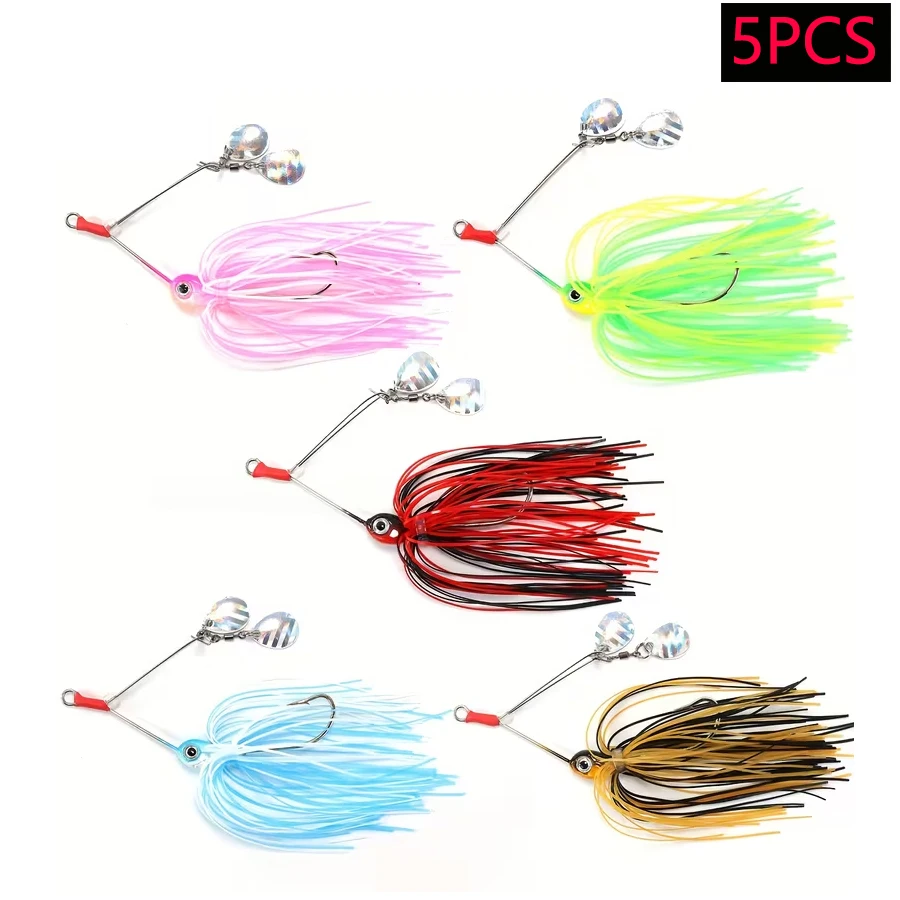 5 Stück Chatterbait Kunstköder-Skirts, Weedless Buzzbait Wobbler für Barsch, Hecht, Zander, rotierende Compound-Spinnköder