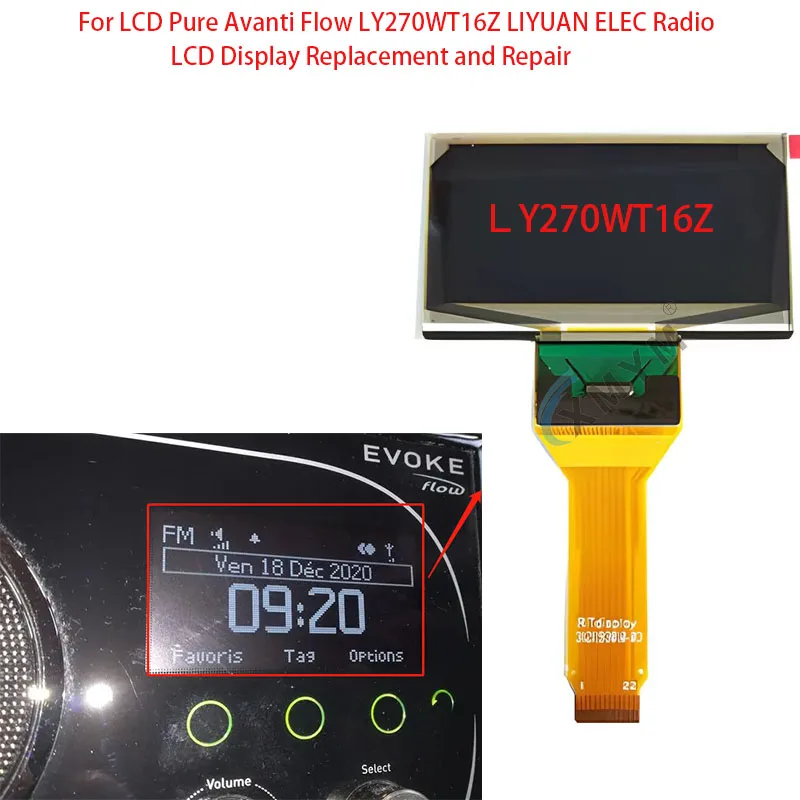 For LCD Pure Avanti Flow LY270WT16Z LIYUAN ELEC Radio LCD Display Replacement and Repair