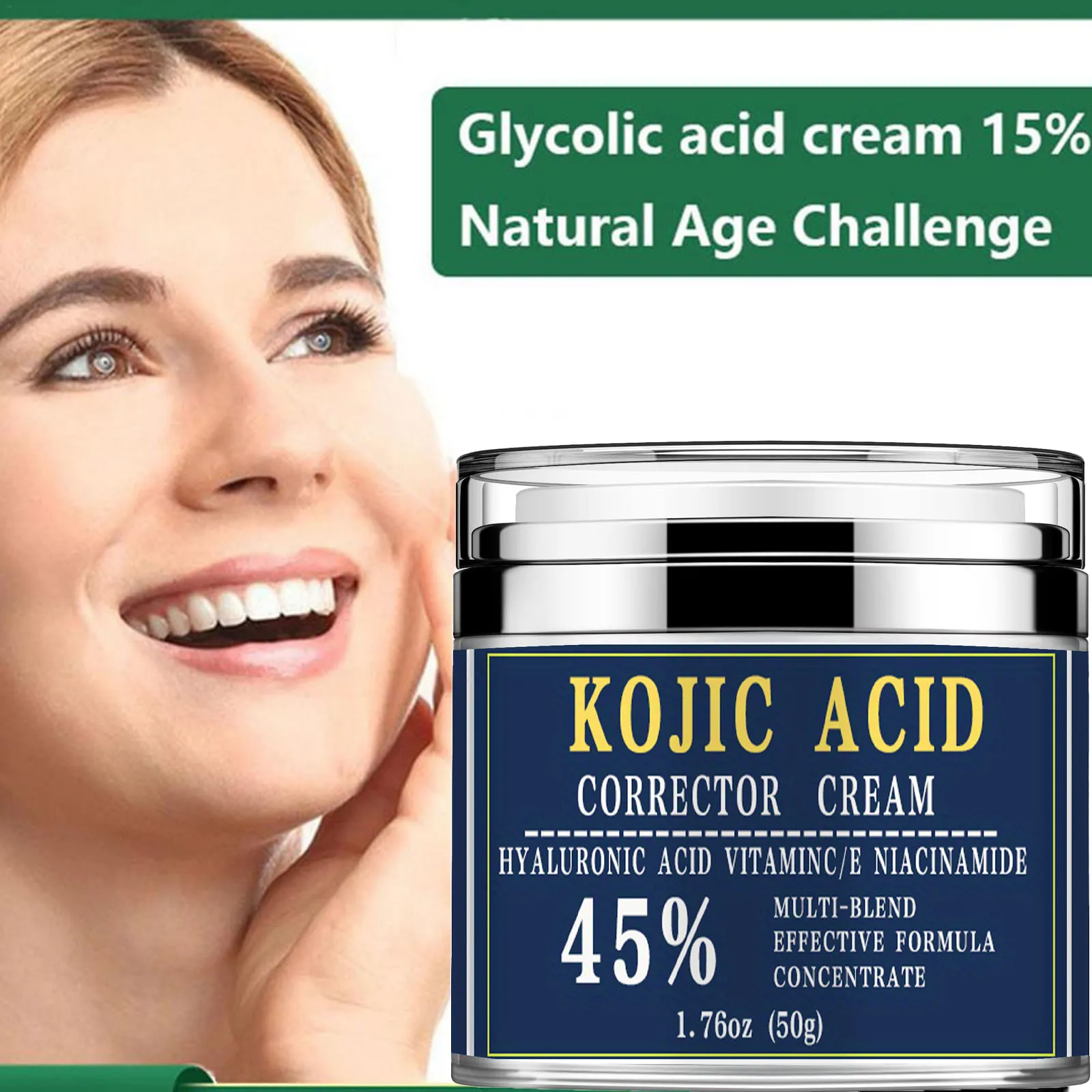 Face cream hyaluronic acid, vitamin E, nicotinamide 45%, correct skin color