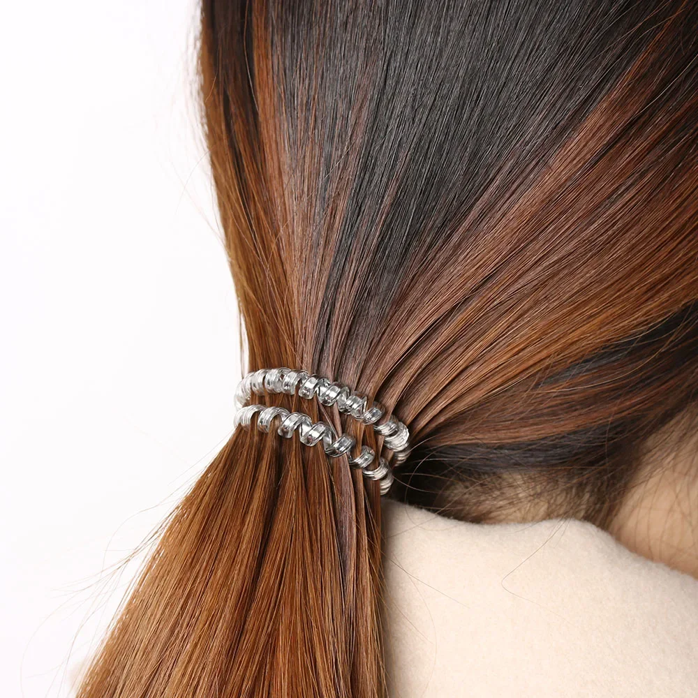 10 Pcs New Gold/Silver Color Elastic Rubber Telephone Wire Hair Bands Ponytail Holder Hair Accessories