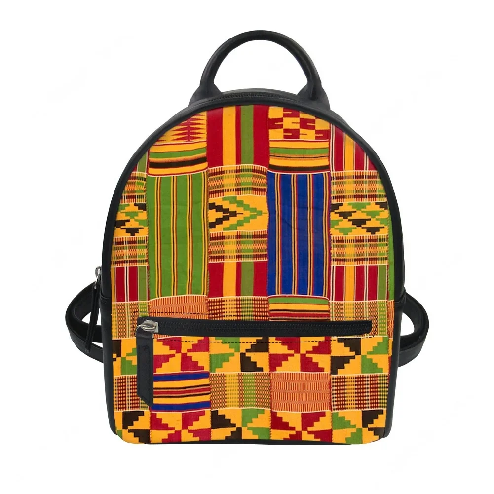 

African Ethnic Culture Design Custom Backpack Purse Women Carter Schoolbags Double Shoulder Bag Mini Daypack Leather Travel Bag