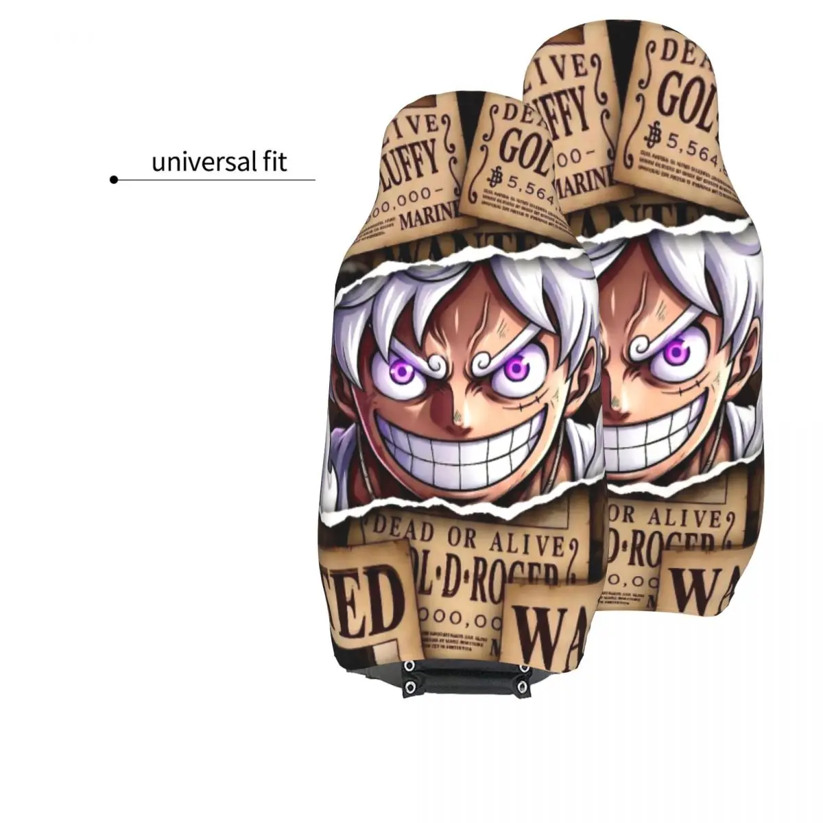 One Piece Luffy Gear 5 Wanted Universal Car Seat Cover Four Seasons Travel Car Seat Covers Polyester Hunting view 4