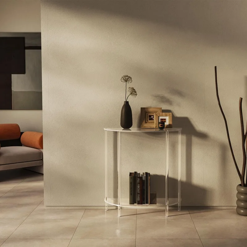 Acrylic console table half moon