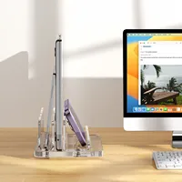 Vertical Stand for Mac Mini Acrylic Laptop Tablet Phone Desktop Stand Anti-Slip Keyboard Holder for Apple Mac Mini Holder