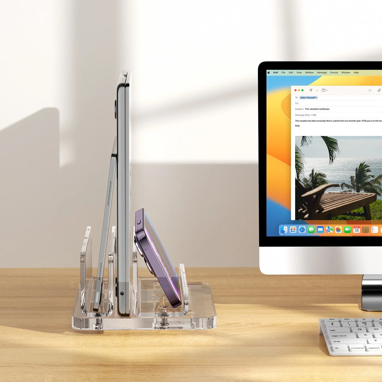 Vertical Stand for Mac Mini Acrylic Laptop Tablet Phone Desktop Stand Anti-Slip Keyboard Holder for Apple Mac Mini Holder