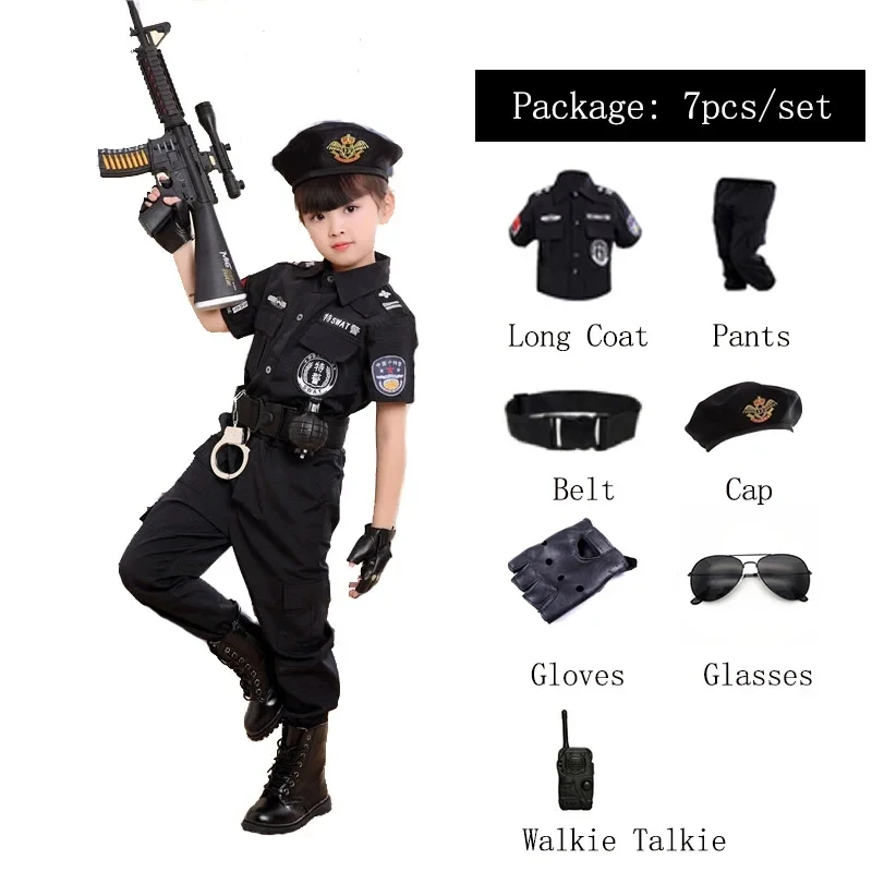 2026 Kids Policemen Costumes Police Cop Cosplay Army Police Uniform Clothing Set Fighting Performance Boy Military Trainin 7HROZ view 6
