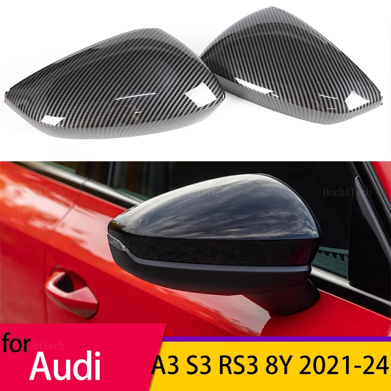 

Carbon Fiber Glossy Black Replacement Rearview Side Mirror Covers Cap For Audi A3 S3 RS3 8Y RS 3 2021-2024