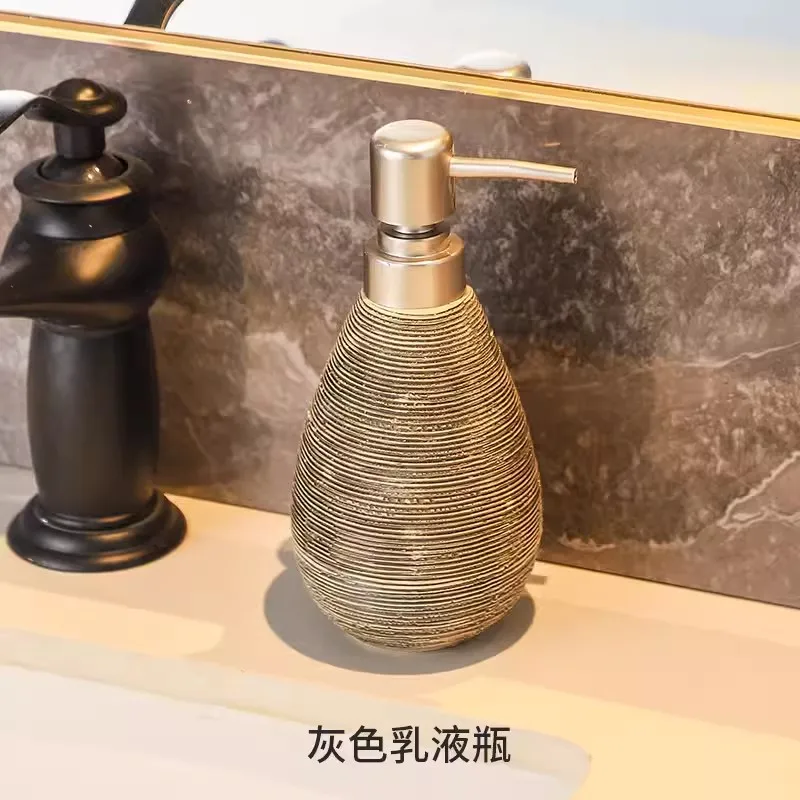 Retro wire drawing ceramics bathroom decoration accessories ceramic toothbrush holder lotion bottle soap box tray wash set