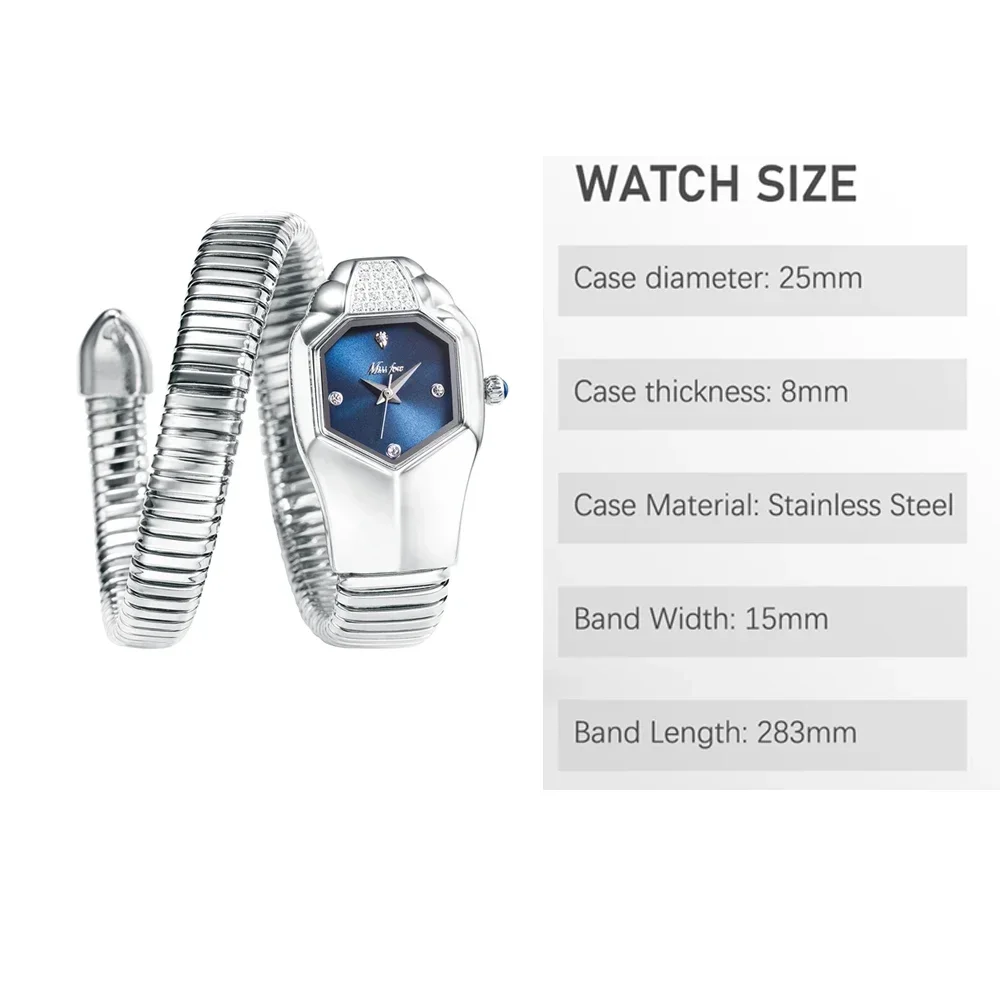 Fashion Watch for Women Silver Stainless Steel Bangle Ladies Watches Snake Shape Diamond Quartz Wristwatches Reloj Para Mujer