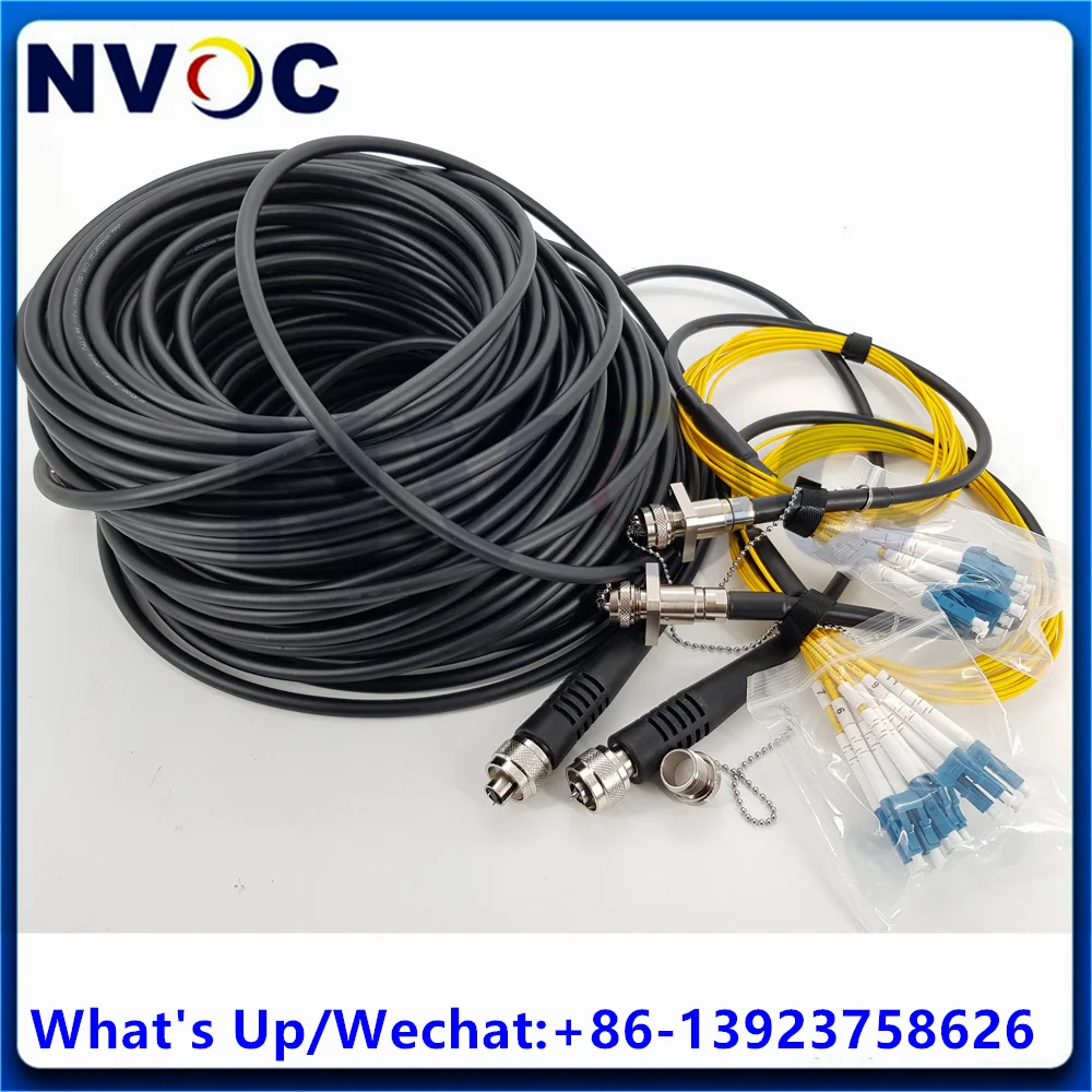 200M 24Core 7.0mm TPUArmored Tactical Fiber Patch Cord Lead With ODCMPO Round Female Connecdtor And 2Pcs ODCMPO-S-M To LC Jumper