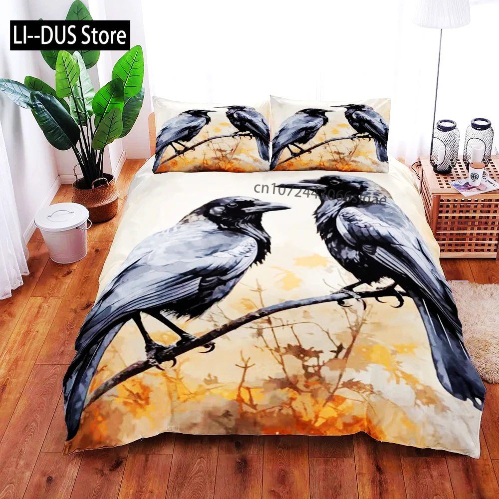 

2024 Dusk Raven Poe Duvet Cover Set King Queen Double Full Twin Single Size Bed Linen Set