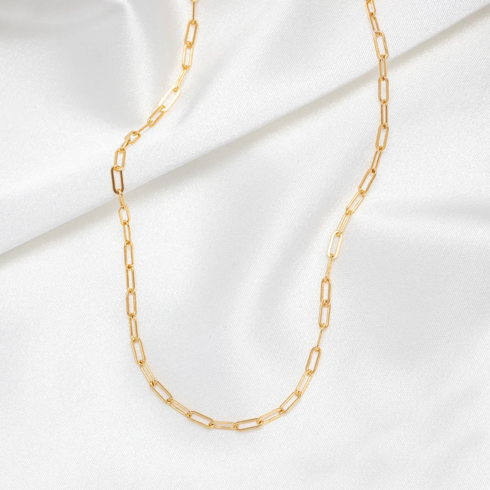 14K Gold Plated 316 Stainless Steel Cuban Paperclip Link Chain Choker Necklace Jewelry for Teen Women and Men Perfect Ideal Gift