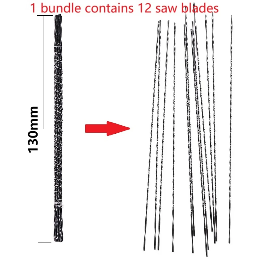 12Pcs 130mm Scroll Saw Blades  Jig Saw Blades Spiral Teeth 8 Kinds Wood Saw Blades For Carving 12Pcs With Chuck U Saw Blade