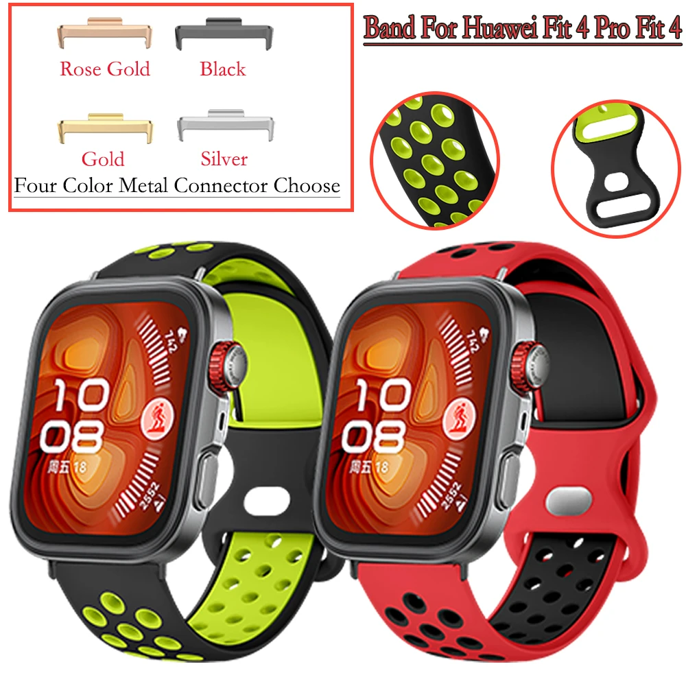 Cinturino in silicone bicolore con foro rotondo per Hauwei Fit 4 Pro Fit 4/3 Cinturino sportivo per Huawei Fit 4 Pro Cinturino con fibbia a farfalla