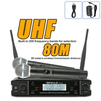 Wireless Microphone for Karaoke UHF 2 Channel Dual Micro Phone System for Party Micro Church Home Professional Handheld Mic