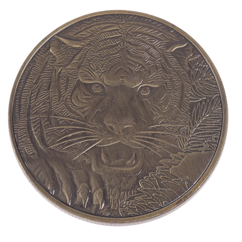 1Pcs Dragon Tiger Bronze Coin Bronze Plated 40mm Collectible Coins