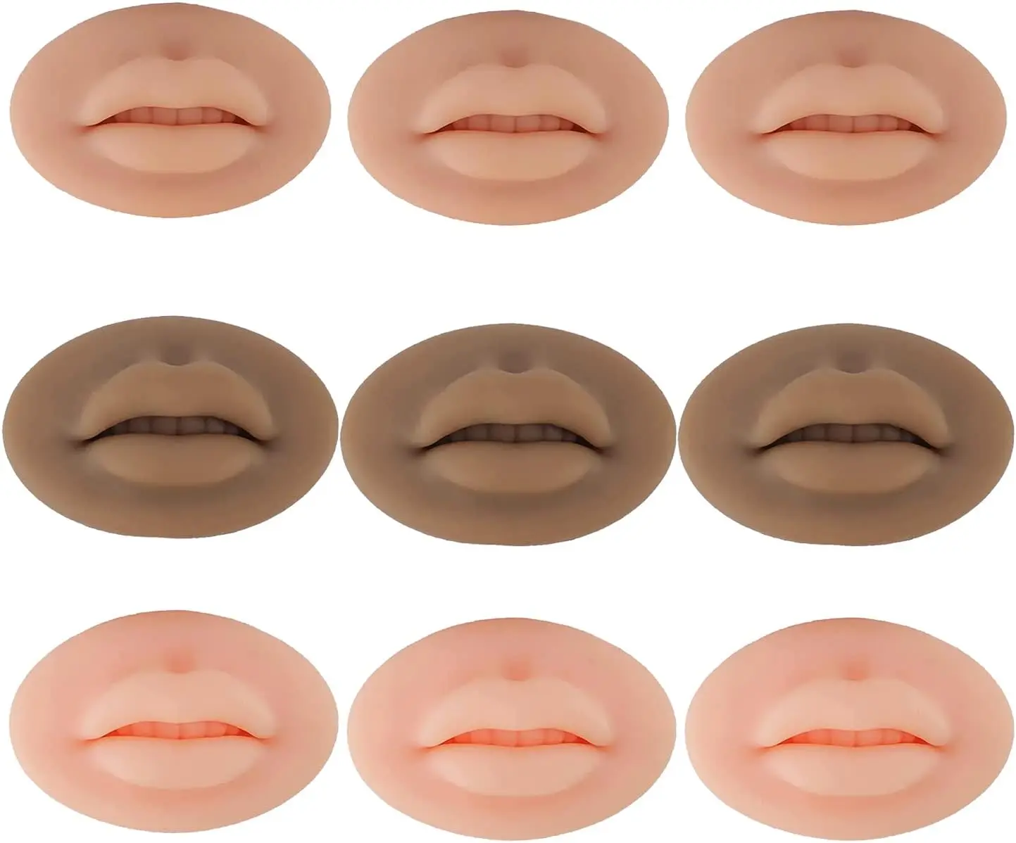 Set Of 9 Lip Tattoos  3D silicone Lips Practice Soft Silicone Lips Practice Skin Tattoo Training For Permanent Makeup