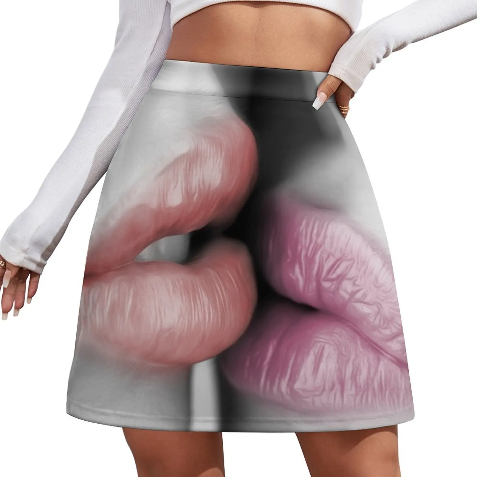 

Beautiful Luscious Lips Kissing - Colored Lips Painting Mini Skirt japanese fashion luxury women skirts dress Mini Skirt