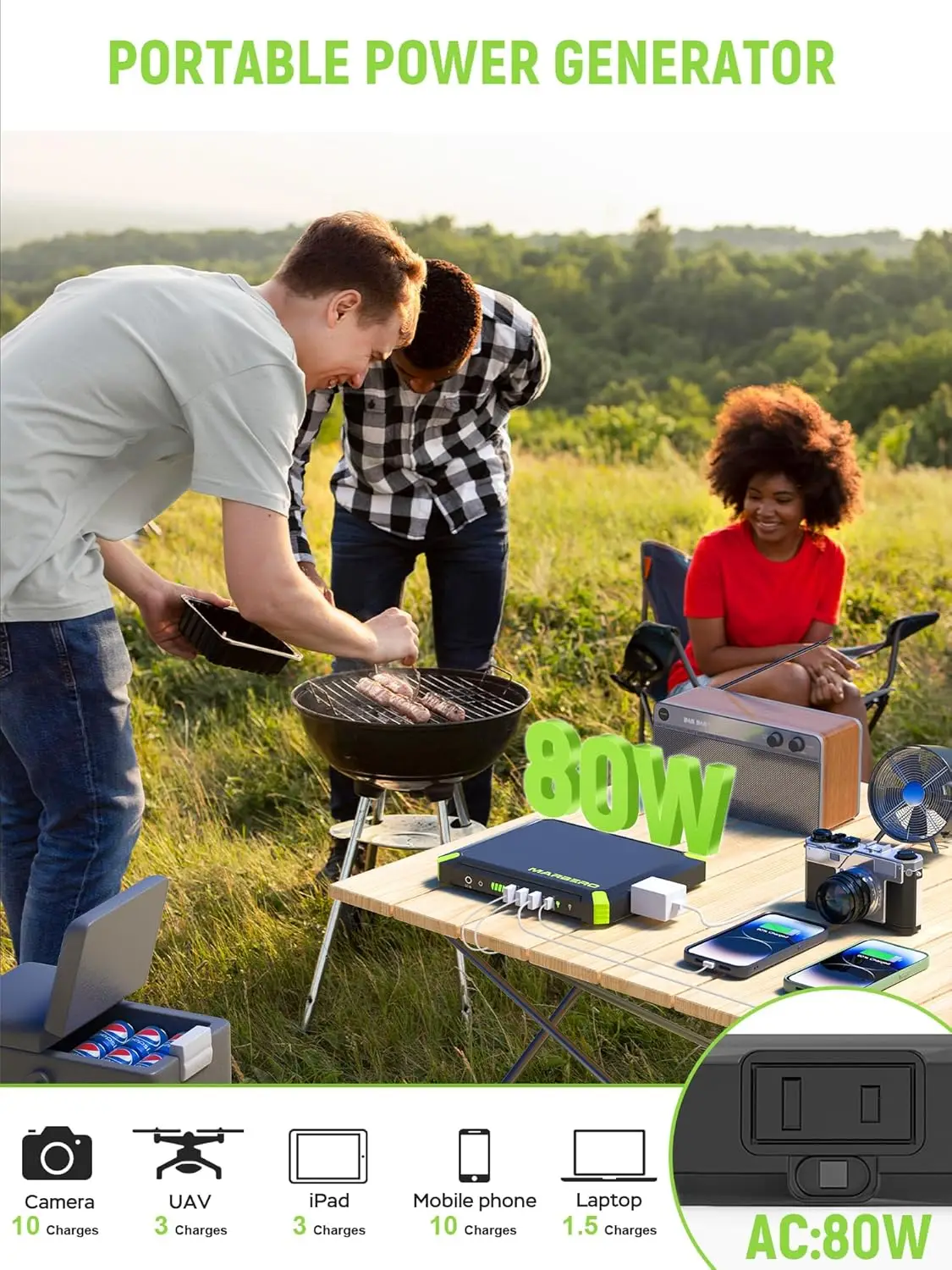 Portable Power Station with Solar Panels 30W, Solar Generator with Panels Included, 100W Peak AC for Power Outage