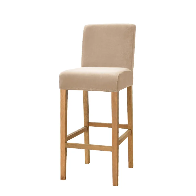 2 Pièces Housse De Tabouret Rond Extensible Velours Épais Beige - Couvre Chaise Bar 30-36cm Lavable