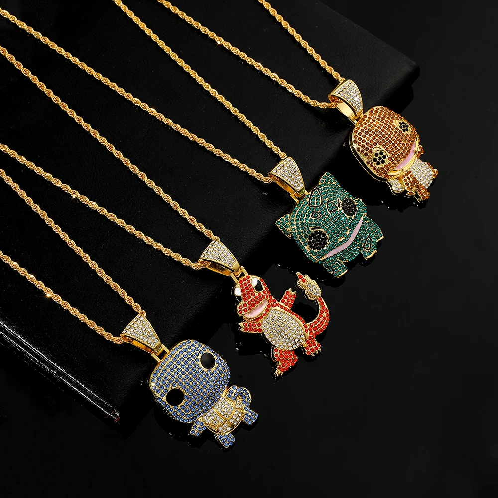Diamond Studded Squirtle Necklace Fashion Trend Hip Hop Jewelry Personalized Accessory for Women And Men Gift view 4