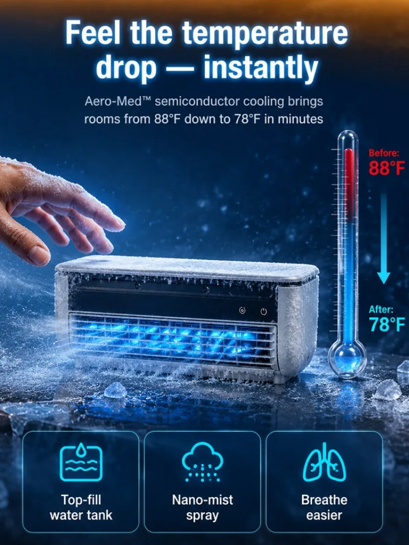 No‑Drill Wall‑Mounted Semiconductor Air Cooler Jet‑Type Strong Airflow Energy‑Saving Portable Cooling Device Household Indoor